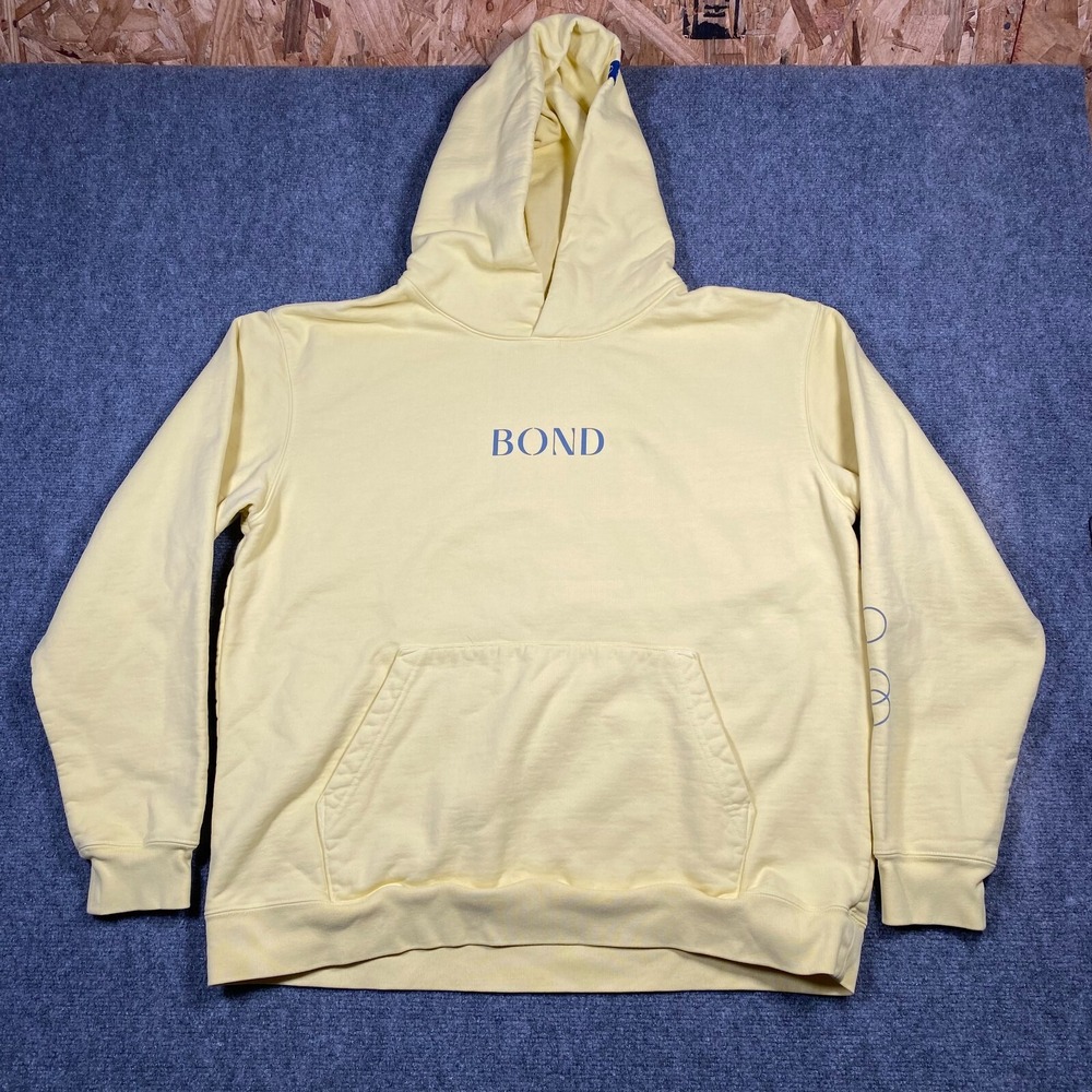 Bond Life‎ Men's Large Emotional Support Pullover Hoodie Yellow Heavy Cotton